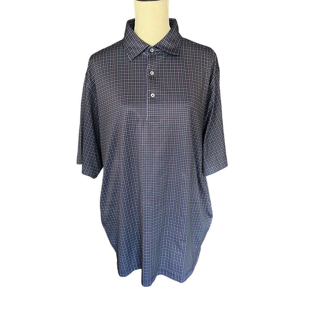 Donald Ross Bulle Rock Men’s Polo in Navy Pink and Green, size L